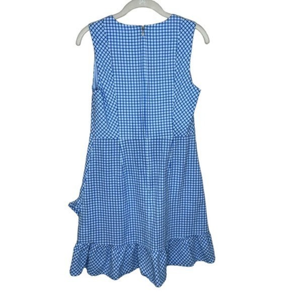 Draper James Blue Gingham Seersucker Sleeveless Faux Wrap Ruffle Dress Size 6 8 - Picture 10 of 10